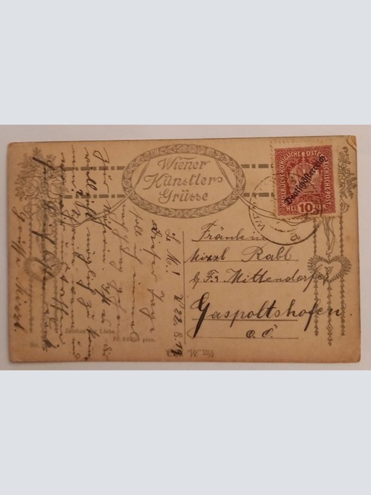 Damen mit Herrn auf einer Bank Sonnenschirm - Künstlerkarte 500110A gr D