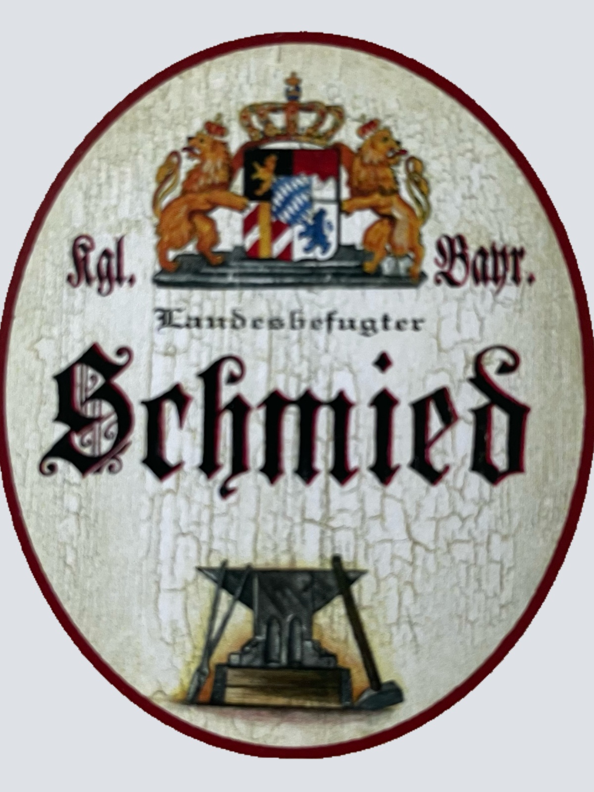 Nostalgie Holzschild Bayern Königlich Bayerischer Landesbefugter Schmied Schild