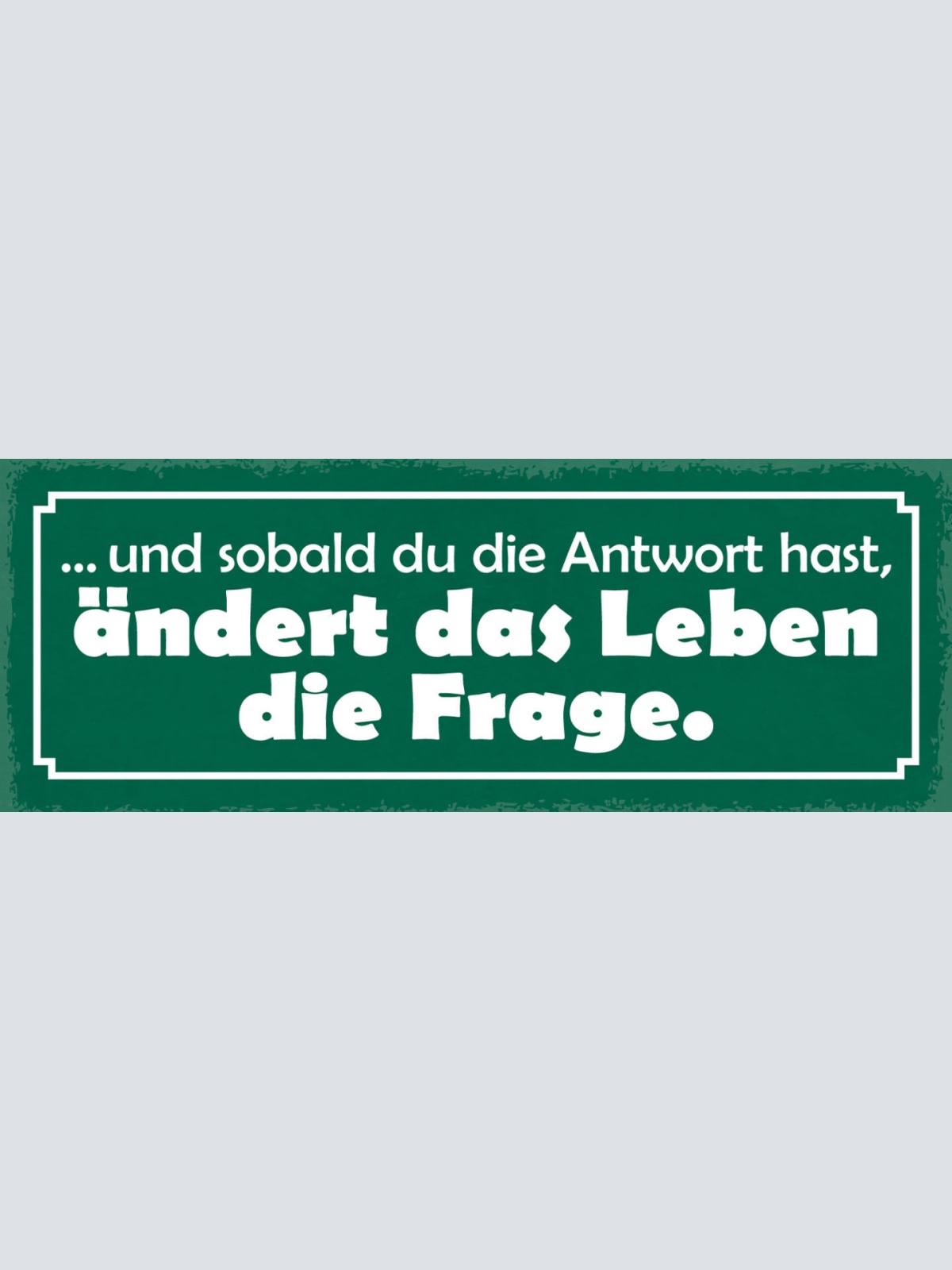 Schild Und Sobald Du Die Antwort Hast Ändert Das Leben Die Frage 27x10