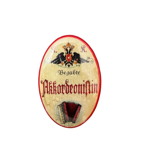 K&K Nostalgie Flaschenöffner Akkordeon Magnet Begabte Akkordeonistin 7x4,5cm