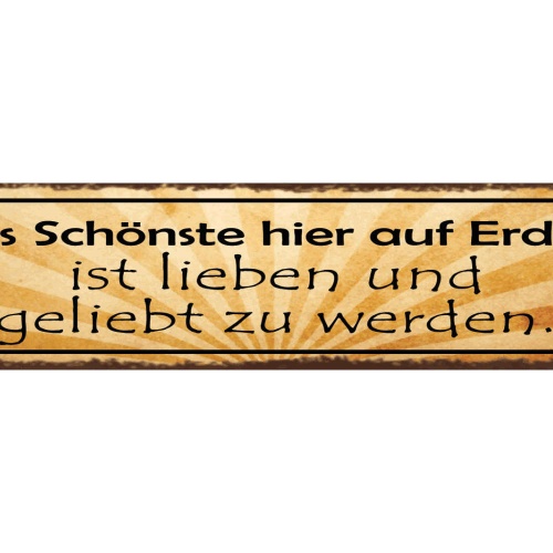 Schild Das Schönste Hier Auf Erden Ist Lieben & Geliebt Zu Werden Liebe 46 x 10