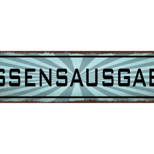 Schild Essensausgabe Küche Restaurant Cafeteria Essen 46 x 10 Blech od. Holz