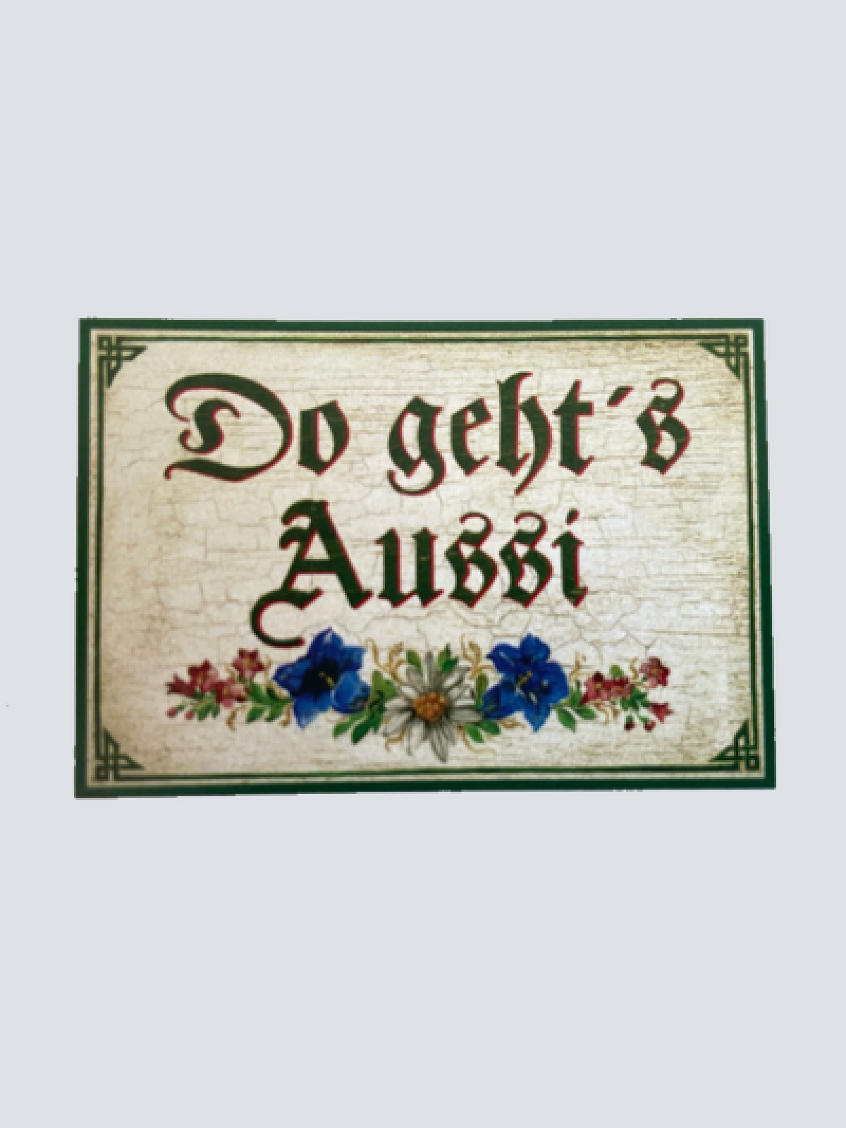 KuK Nostalgie Holzschild “Do geht‘s Aussi“ Ausgang Hinaus Blumen Ornament