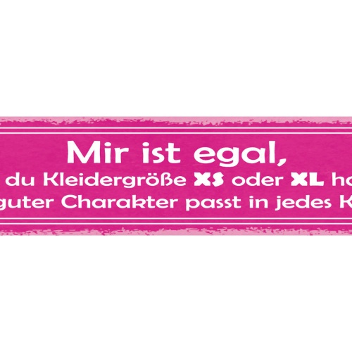 Schild Egal Ob Du Kleidergröße XS oder XL Hast Guter Charakter Passt Jedes Kleid