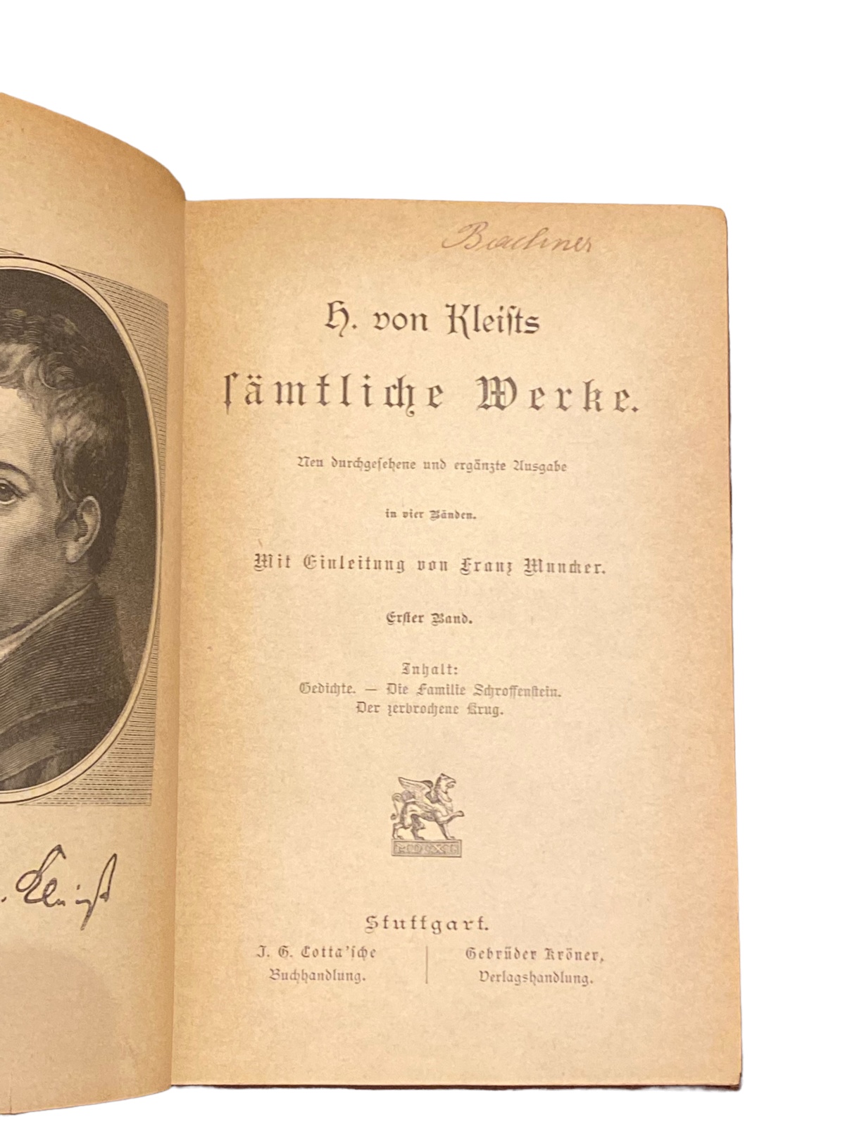 4318 H. VON KLEISTS SÄMTLICHE WERKE IN VIER BÄNDEN: ERSTER UND ZWEITER BAND