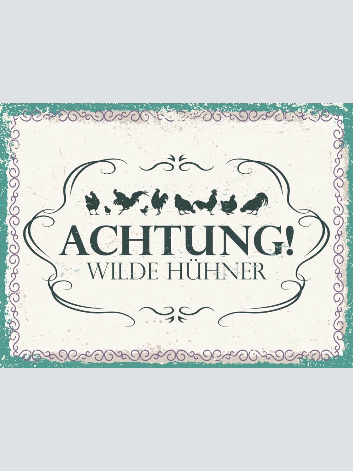 Schild Achtung Wilde Hühner Hendl Bauernhof Farm Ei 12x18 20x30 30x40 Blech/Holz