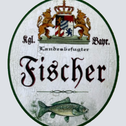 Nostalgie Holzschild Bayern Königlich Bayerischer Landesbefugter Fischer Schild