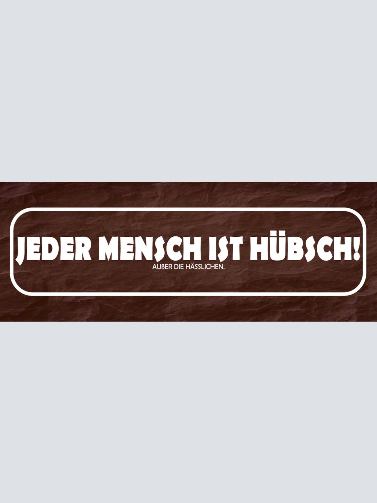 Schild Jeder Mensch Ist Hübsch Außer Die Hässlichen Schön 27 x 10 Blech od. Holz