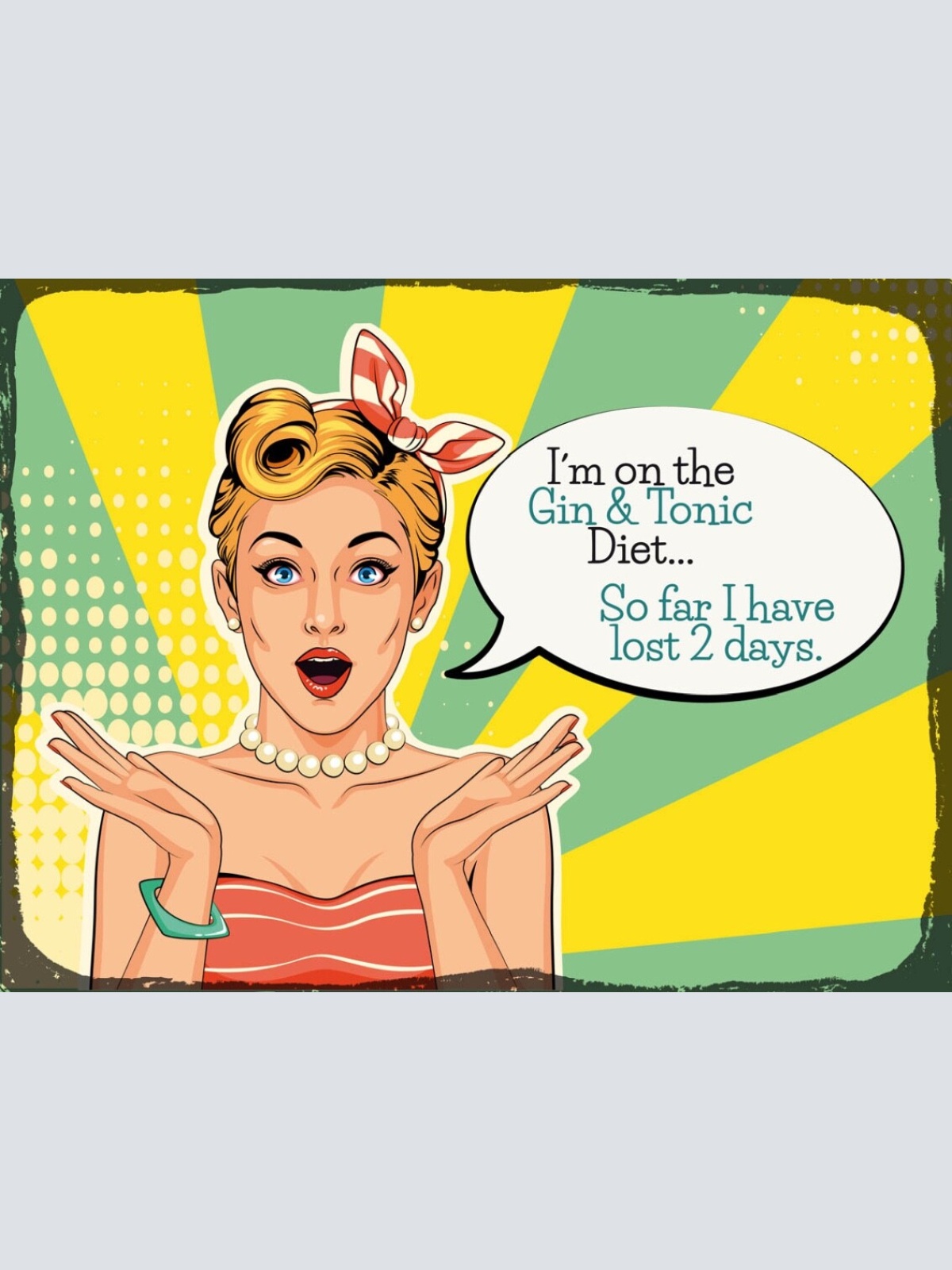 Schild I'm On The Gin & Tonic Diet 2 Days Alkohol 12x18 20x30 30x40 Blech/Holz