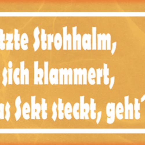 Schild Wenn Der Letzte Strohhalm An Dem Man Sich Klammert In Glas Sekt Steckt