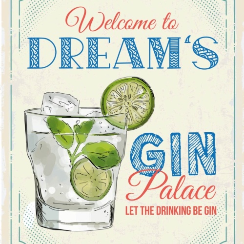 Schild Welcome To Dream's Gin Palace Alkohol 12x18 20x30 30x40 Blech/Holz