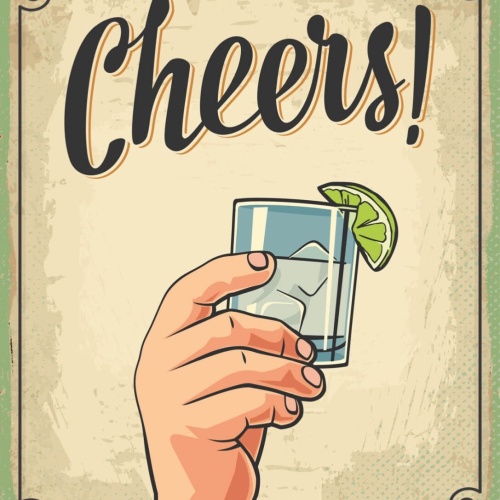 Schild Cheers Prost Alkohol Drink Cocktail Bar 12x18 20x30 30x40 Blech/Holz