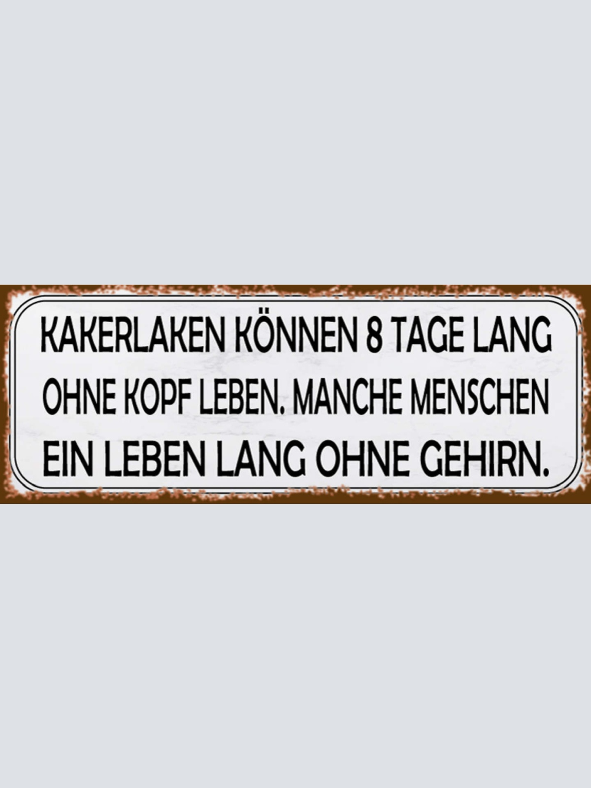 Schild Kakerlaken 8 Tage Ohne Kopf Leben Manche Menschen Leben Lang Ohne Gehirn