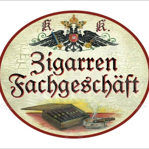 KuK Nostalgie Holzschild - Zigarren Fachgeschäft - Zigarrenbox Aschenbecher TH