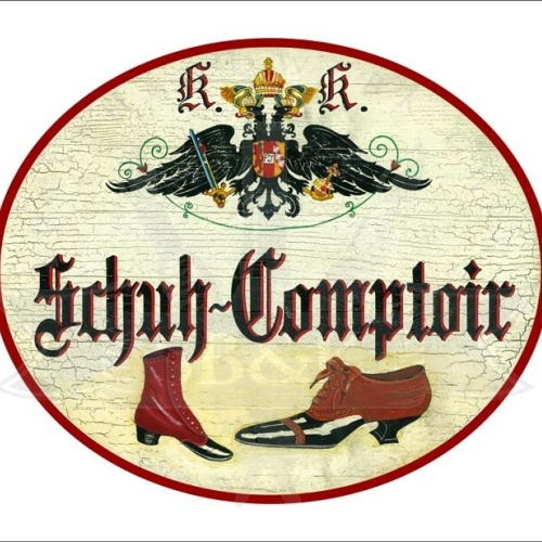 KuK Nostalgie Holzschild - Schuh-Comptoir - Lackschuh TH