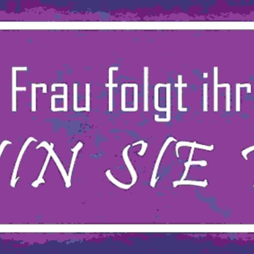 Schild Die Kluge Frau Folgt Ihren Mann Wohin Sie Will Paar 27x10 Blech od.Holz