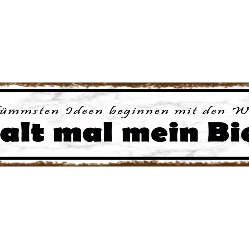 Schild Dumme Idee Bier Alkohol Glas Betrunken Trinken 46 x 10 Blech od. Holz