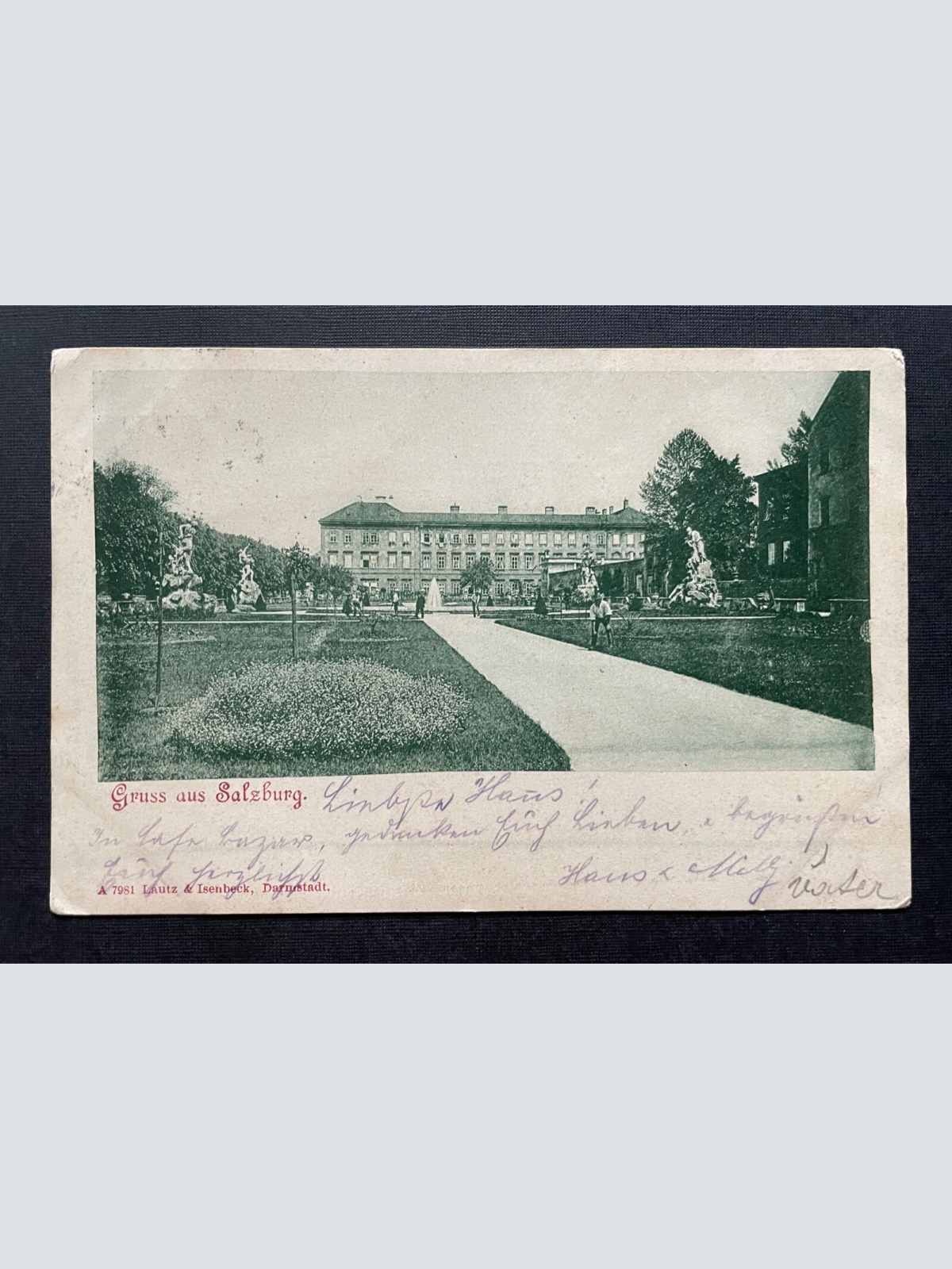 Gruss aus Salzburg Schloss Mirabell Garten Brunnen Statue Österreich 400452 TH