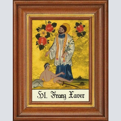 Hinterglasbild - heiliger franz xaver - patronatsbild taufe namenspatron 12,7x16
