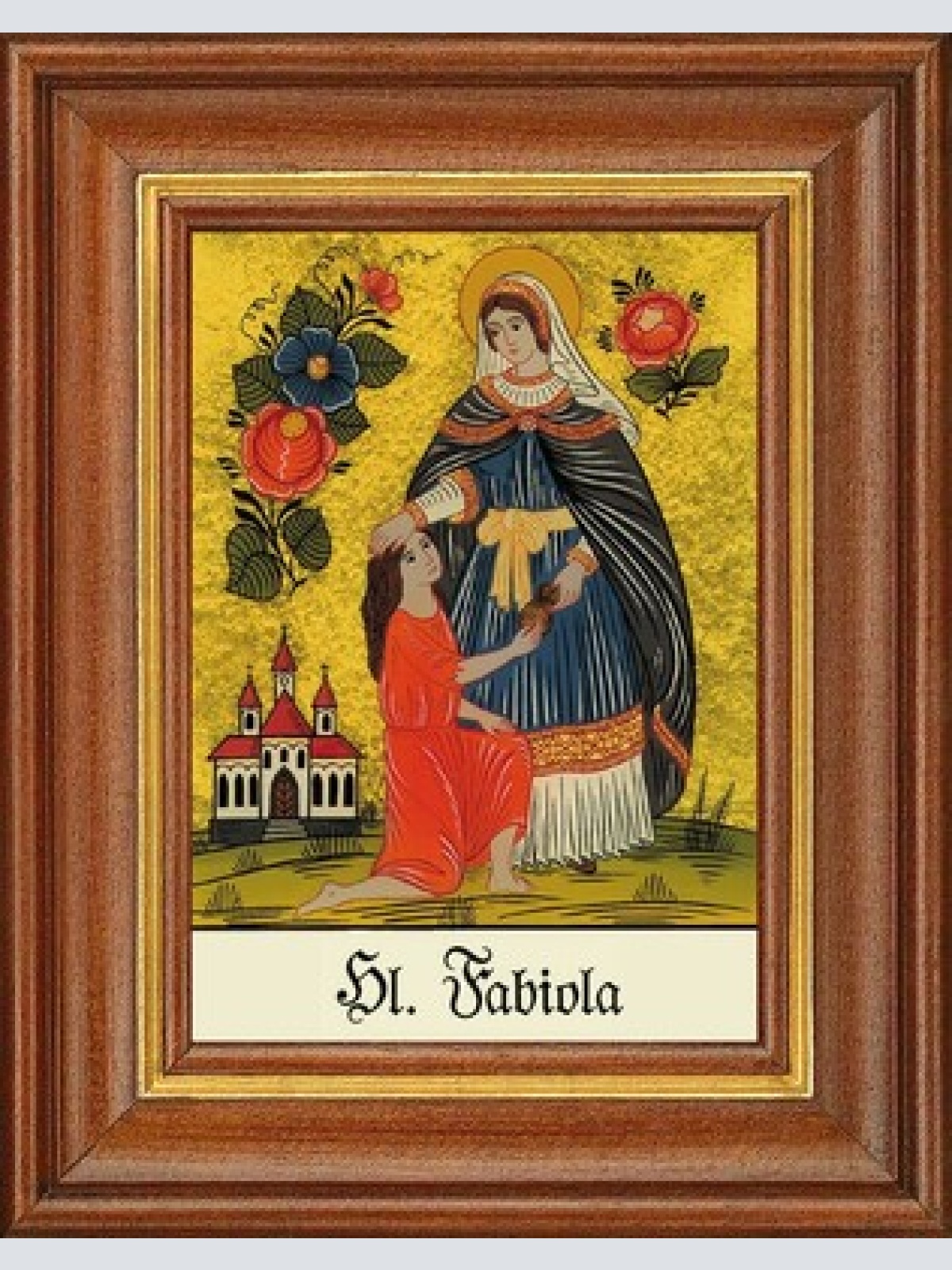 Hinterglasbild - heilige fabiola - patronatsbild taufe namenspatron 12,7x16