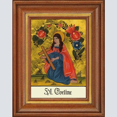 Hinterglasbild - heilige eveline - patronatsbild taufe namenspatron 12,7x16
