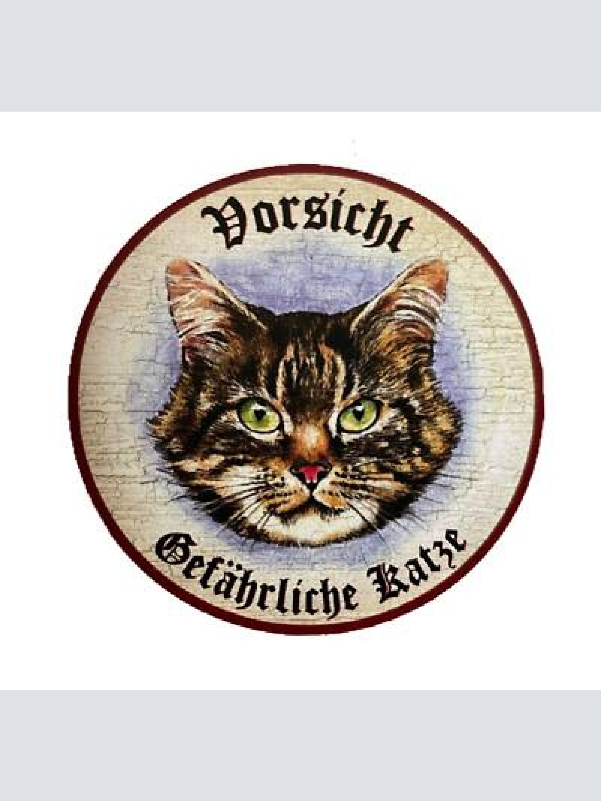 Kuk nostalgie holzschild "vorsicht gefährliche katze“ tabby getigert