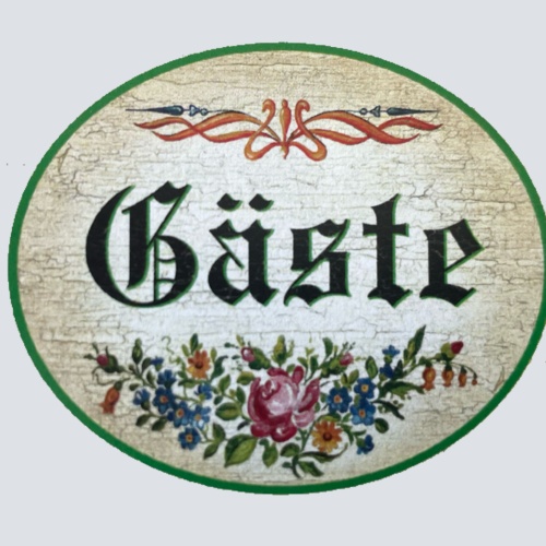 KuK Nostalgie Holzschild “Gäste“ Gast Besucher Blumen Ornament