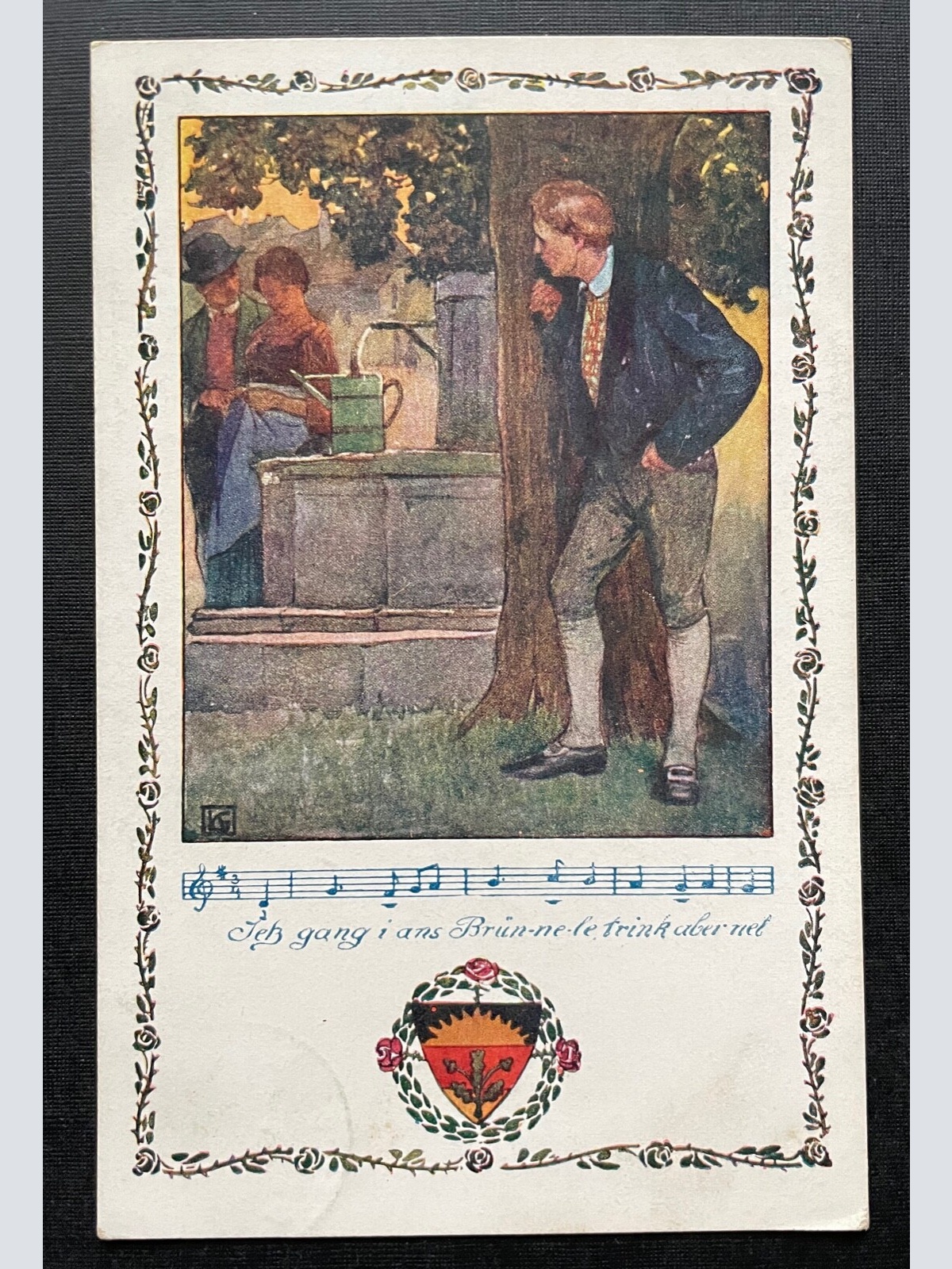 Ans Brünnele Lied Brunnen Paar Mann beobachtet Deutscher Schulverein 400428 TH