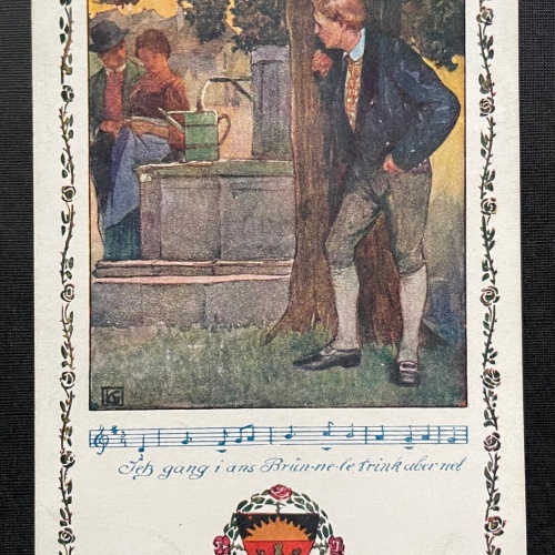 Ans Brünnele Lied Brunnen Paar Mann beobachtet Deutscher Schulverein 400428 TH