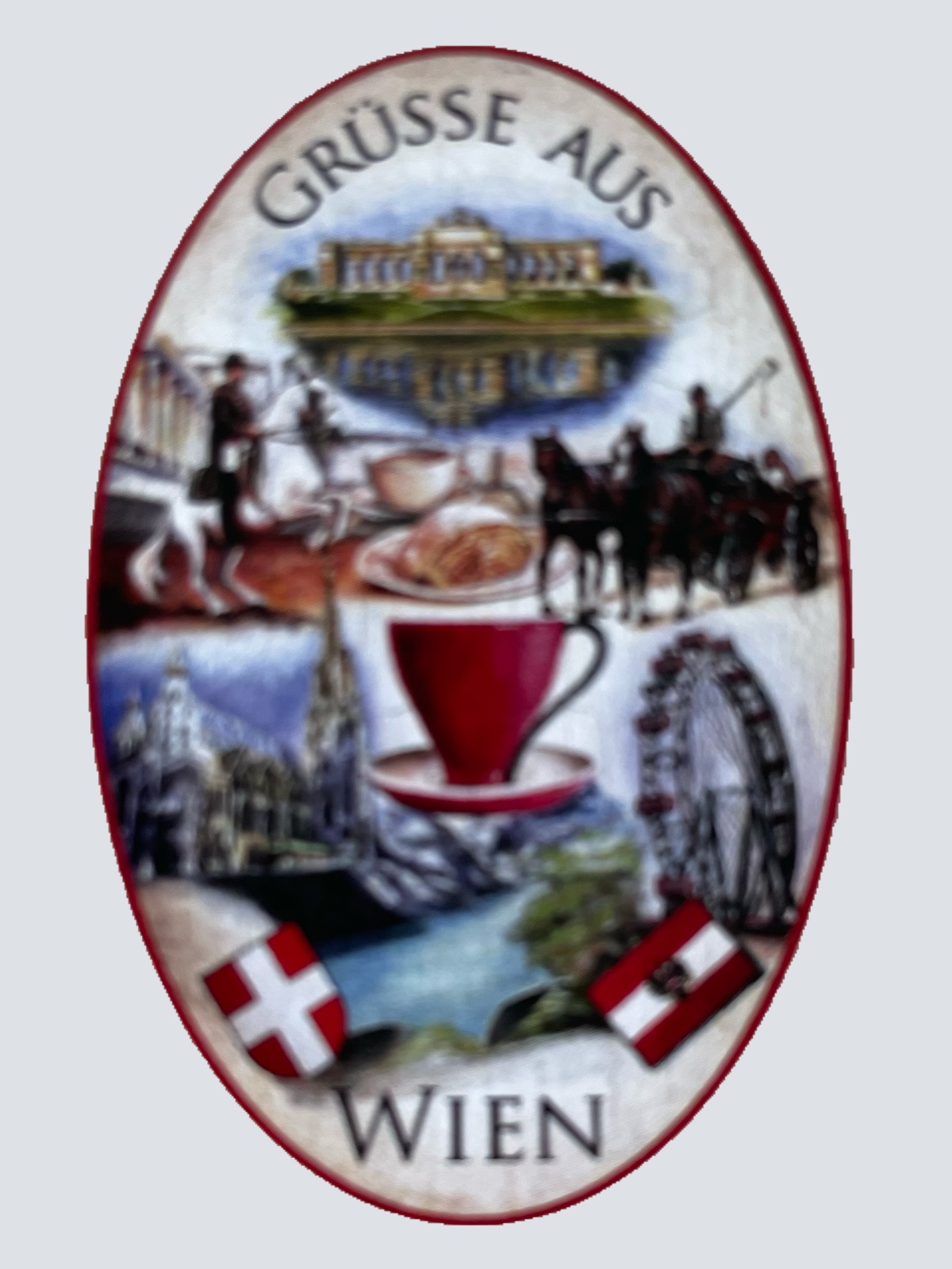 Nostalgie Holzschild Grüße Aus Wien Österreich Collage Kaffee Schild