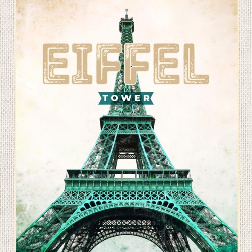 Schild Eiffel Tower Turm France Paris Frankreich 12x18 20x0 30x40 Blech od. Holz