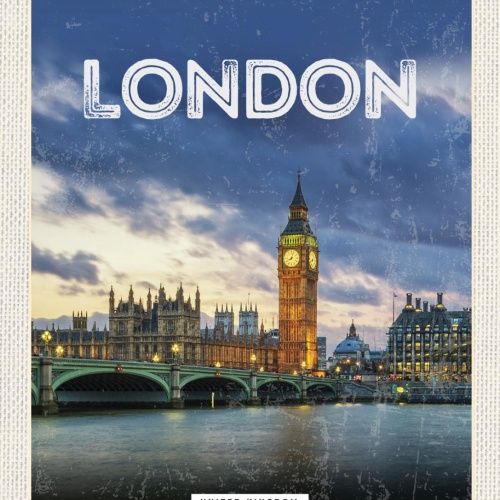 Schild London Big Ben England UK Großbritannien 12x18 20x30 30x40 Blech od. Holz