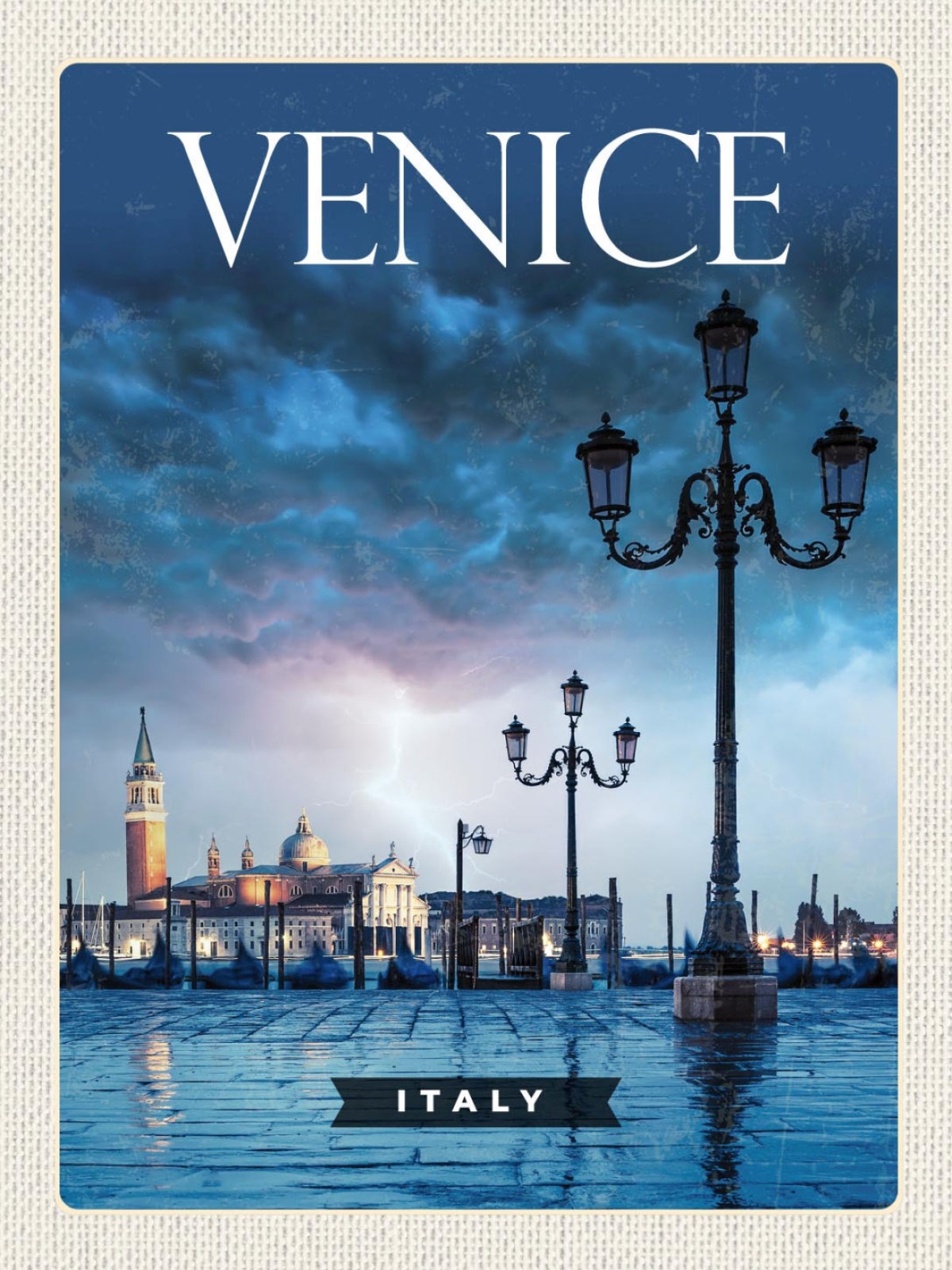 Schild Venice Italy Venedig Italien Stadt Nacht 12x18 20x30 30x40 Blech/Holz