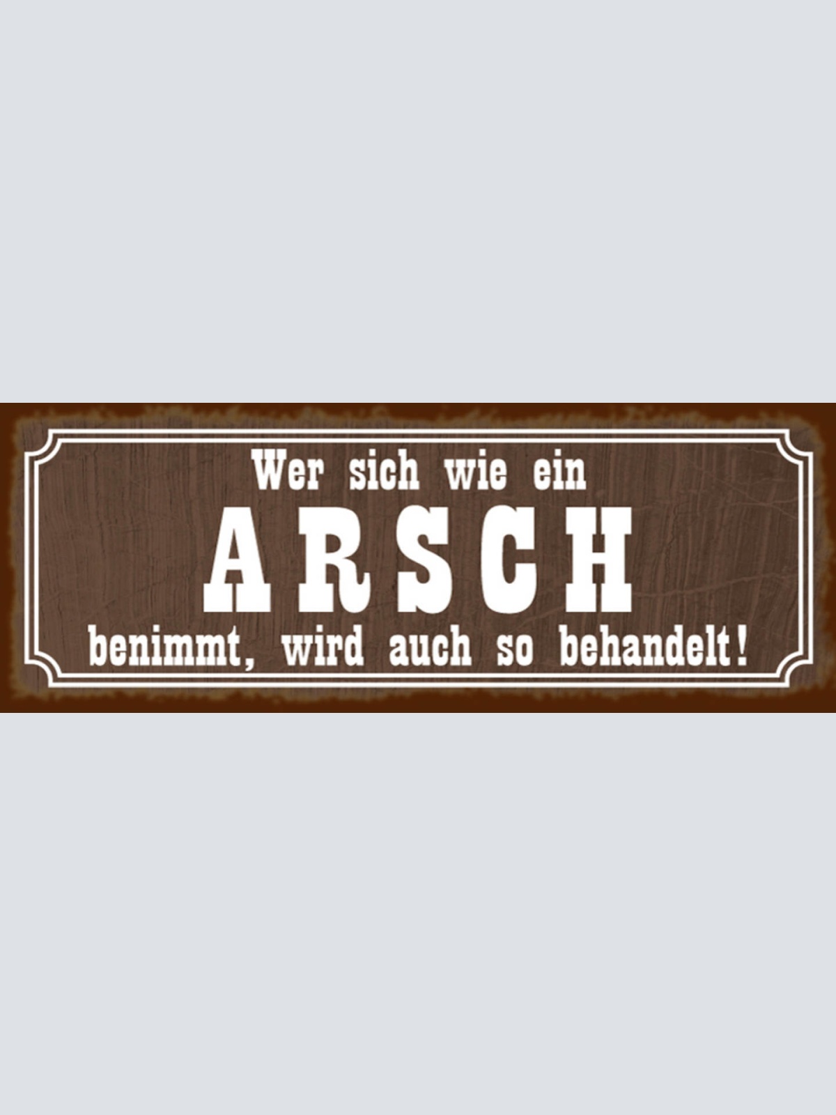 Schild Wer Sich Wie Ein Arsch Benimmt Wird Auch So Behandelt 27x10 Blech od.Holz