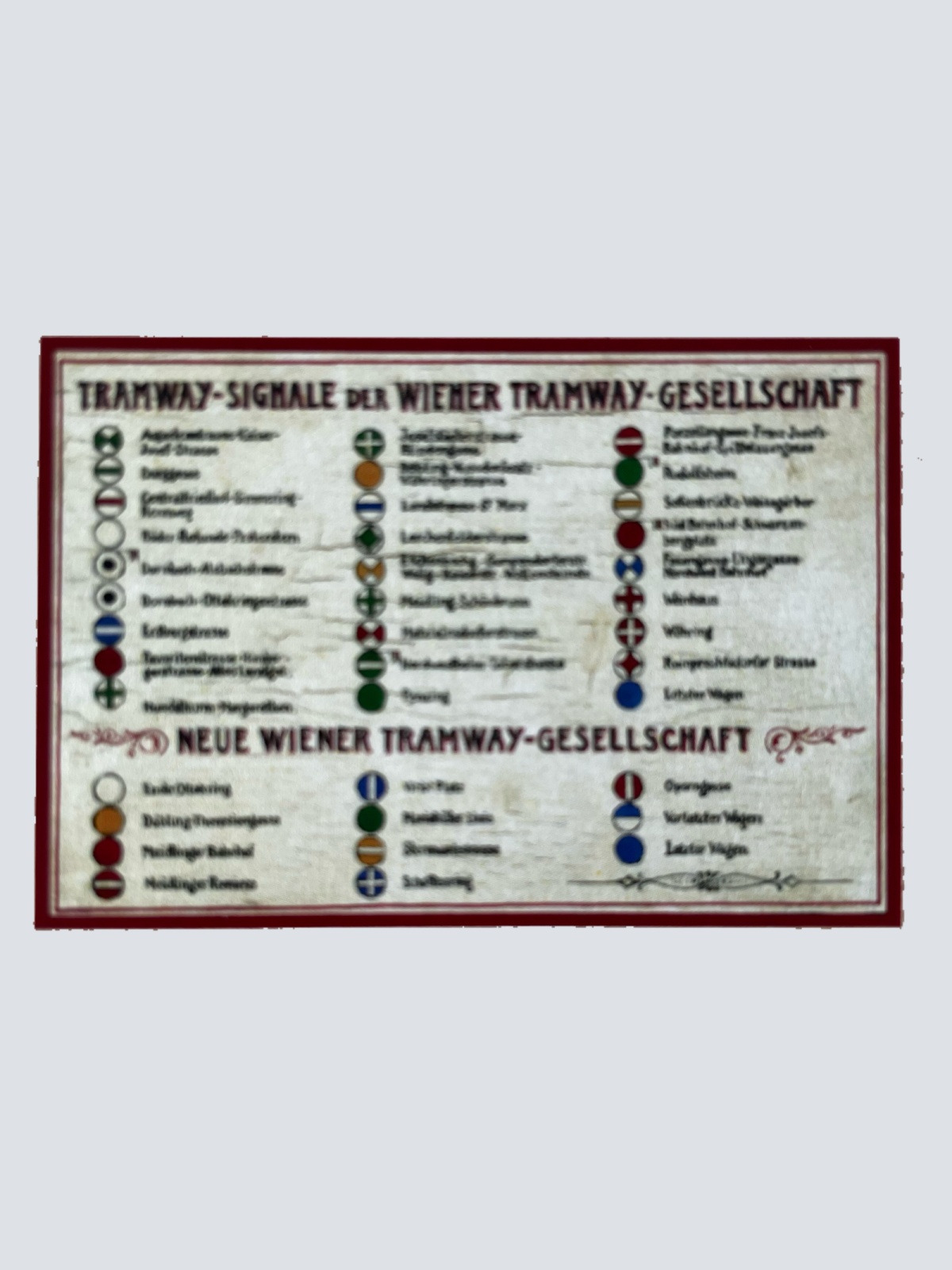 Nostalgie Holzschild Tramway Signale Wiener Gesellschaft Straßenbahn Schild