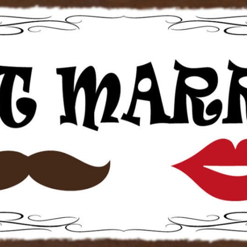 Schild Just Married Frisch Verheiratet Hochzeit Paar Heirat 27x10 Blech od.Holz