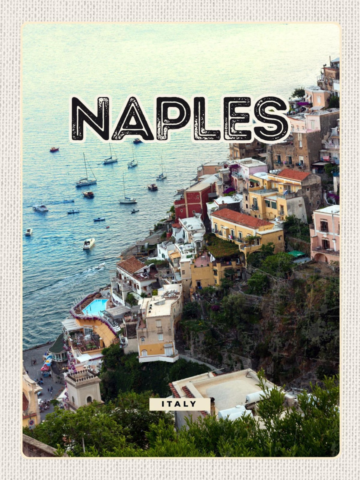 Schild Naples Italy Neapel Italien Stadt Meer 12x18 20x30 30x40 Blech od. Holz