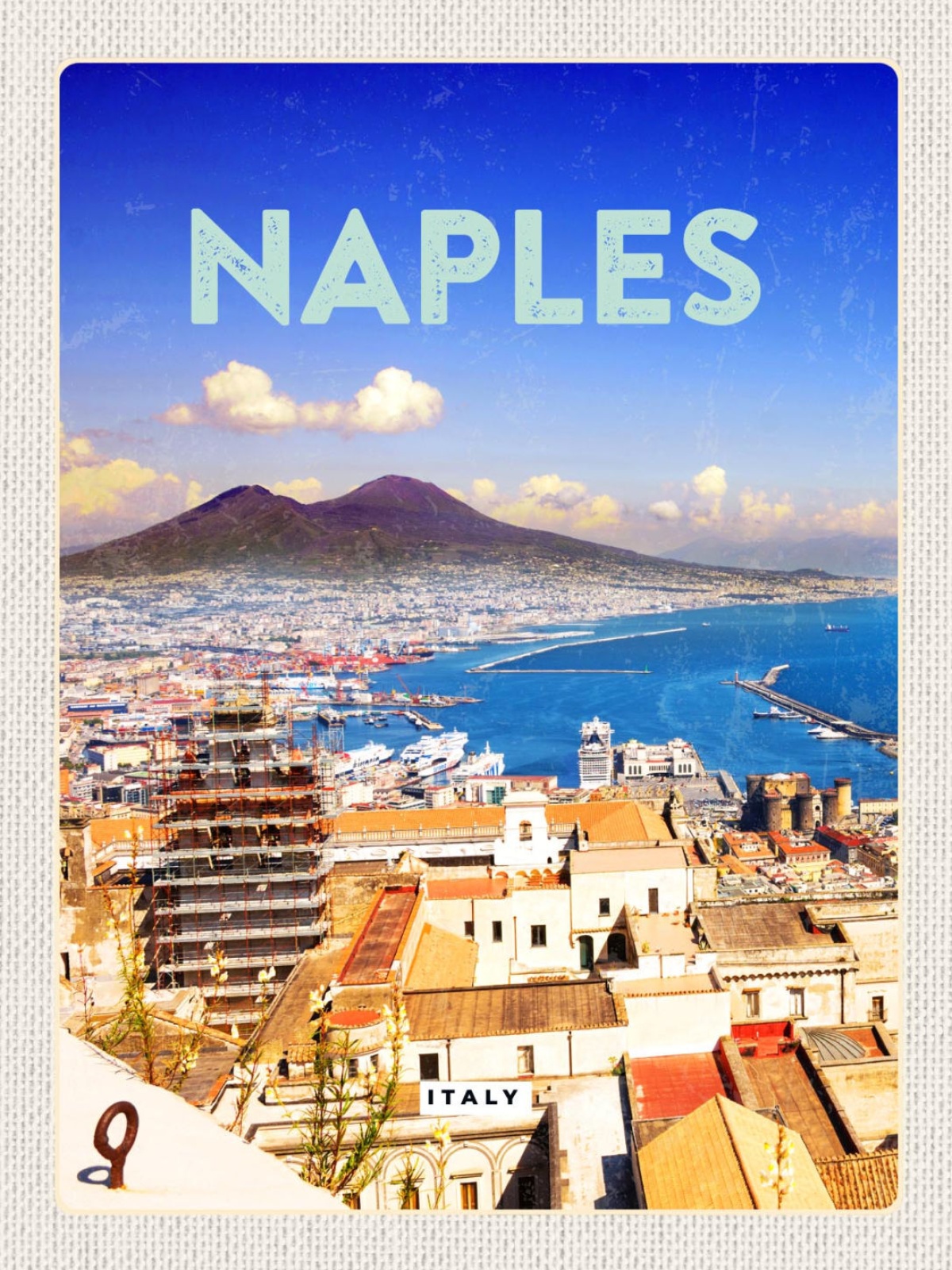 Schild Naples Italy Neapel Italien Stadt Meer 12x18 20x30 30x40 Blech od. Holz
