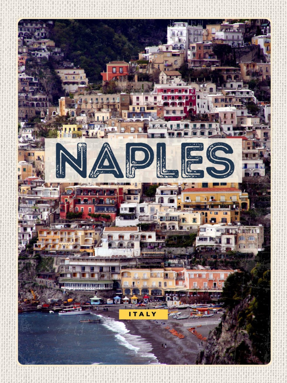 Schild Naples Italy Neapel Italien Stadt Meer 12x18 20x30 30x40 Blech od. Holz