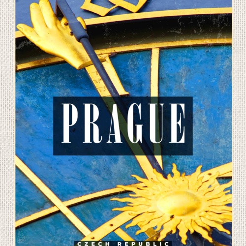 Schild Prague Czech Rep Prag Tschechien Rathaus Uhr 12x18 20x30 30x40 Blech/Holz