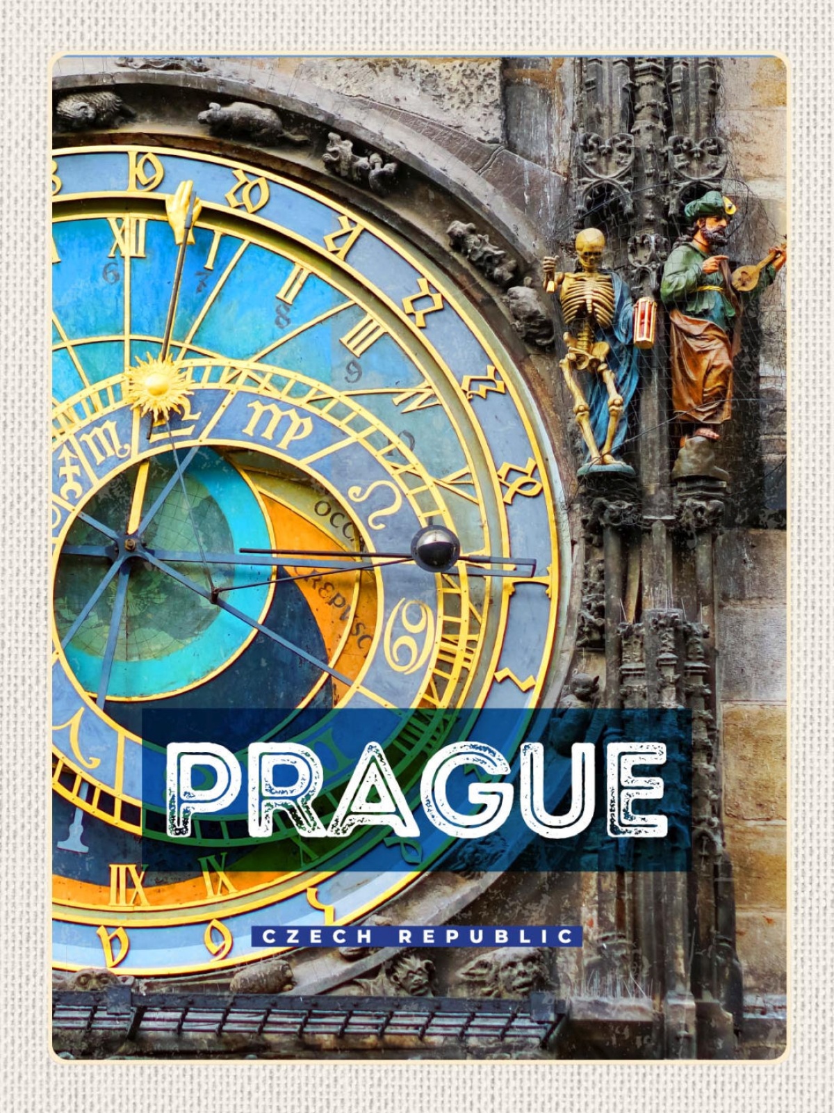Schild Prague Czech Rep Prag Tschechien Rathaus Uhr 12x18 20x30 30x40 Blech/Holz