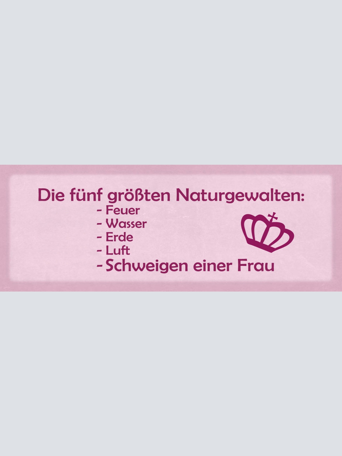 Schild Die 5 Größten Naturgewalten Feuer Wasser Erde Luft Schweigen Einer Frau