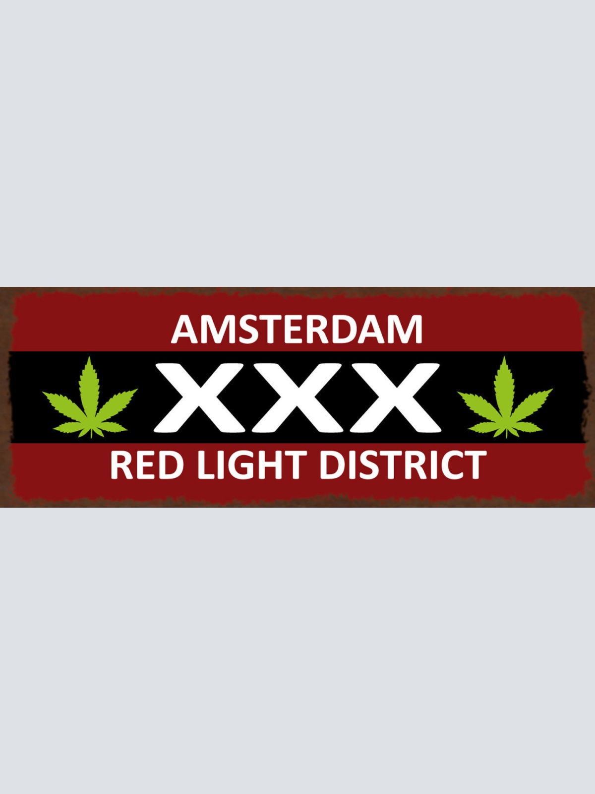 Schild Amsterdam Red Light District Hanf Cannabis Holland 27x10 Blech od.Holz