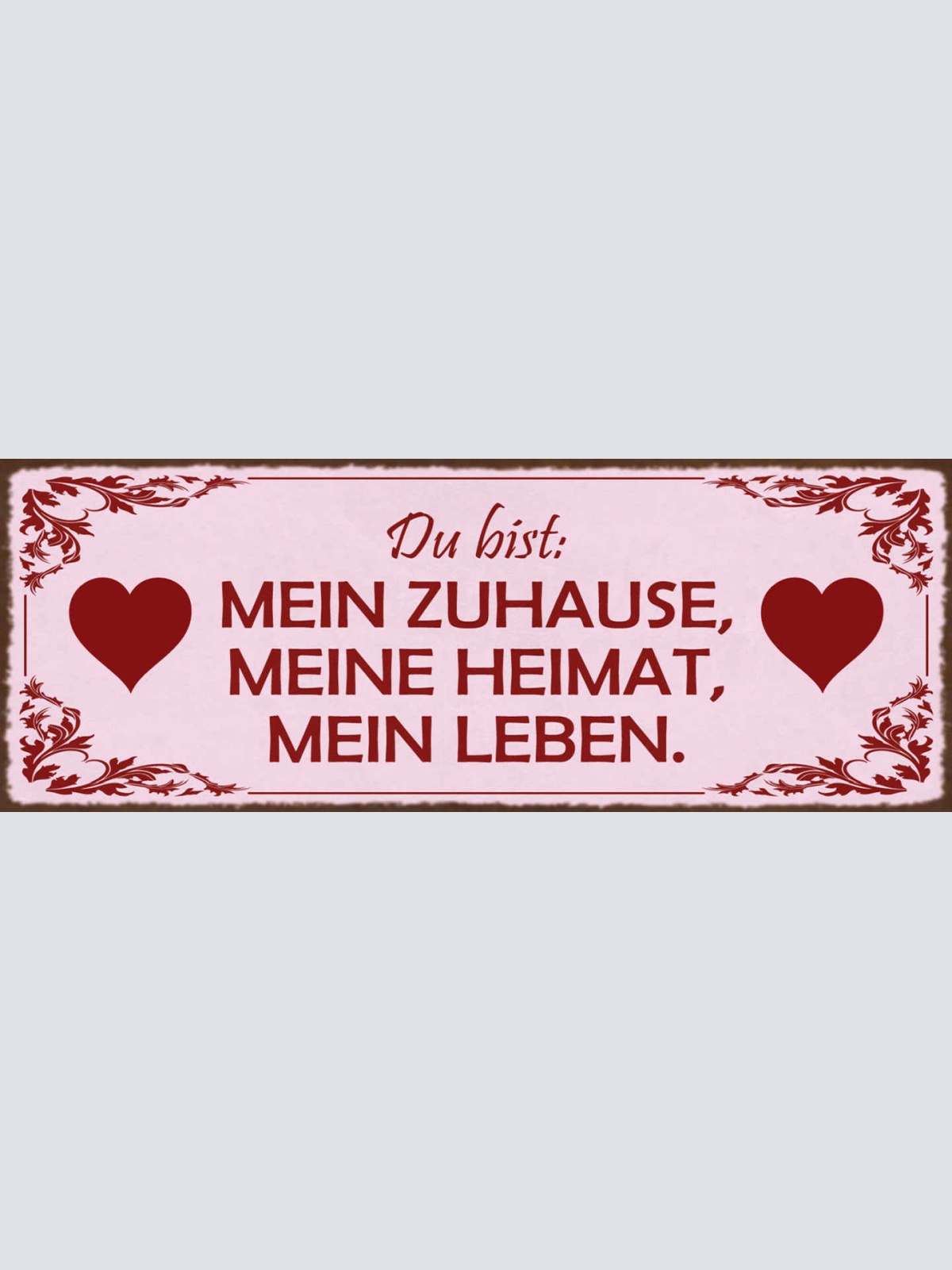 Schild Du Bist Mein Zuhause Meine Heimat Mein Leben Liebe 27x10 Blech od.Holz