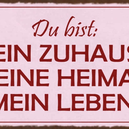 Schild Du Bist Mein Zuhause Meine Heimat Mein Leben Liebe 27x10 Blech od.Holz
