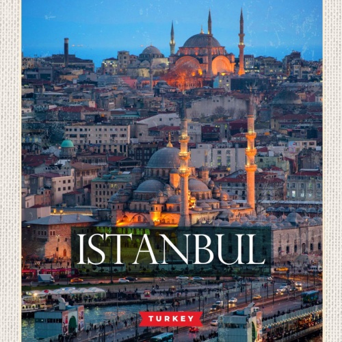 Schild Istanbul Turkey Türkei Stadt Ansicht 12x18 20x30 30x40 Blech od. Holz