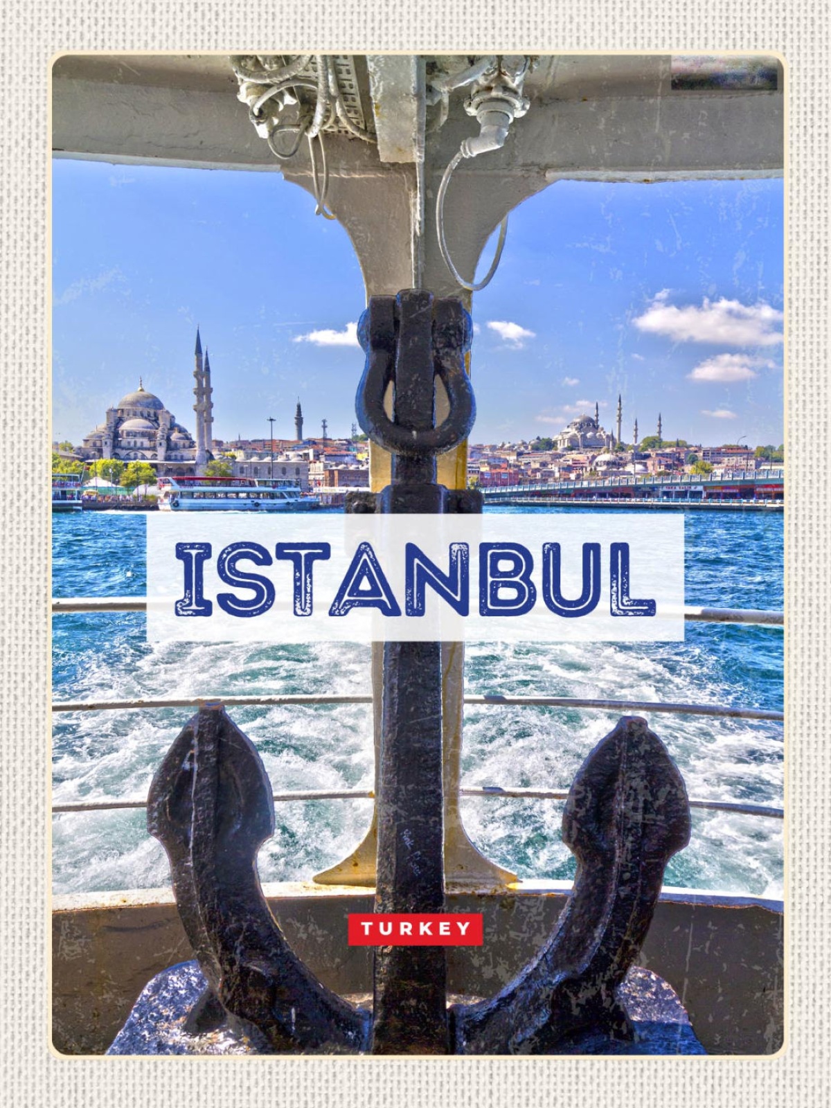 Schild Istanbul Turkey Türkei Schiff Meer 12x18 20x30 30x40 Blech od. Holz