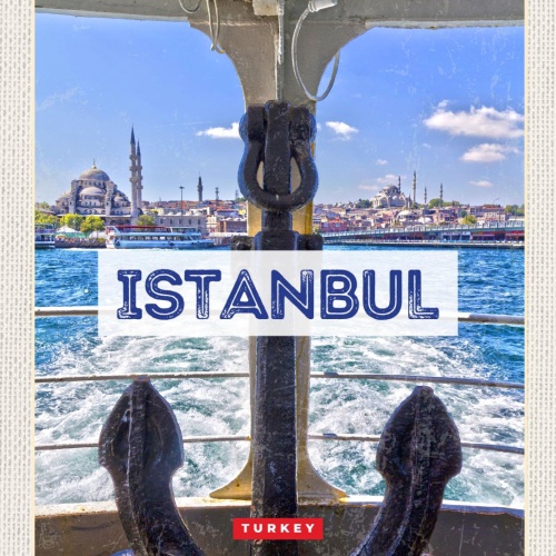 Schild Istanbul Turkey Türkei Schiff Meer 12x18 20x30 30x40 Blech od. Holz