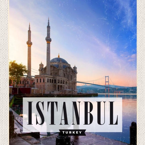 Schild Istanbul Turkey Türkei Ortaköy Moschee 12x18 20x30 30x40 Blech od. Holz