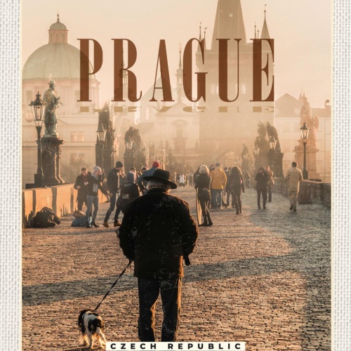 Schild Prague Czech Rep Prag Tschechien Karlsbrücke 12x18 20x30 30x40 Blech/Holz